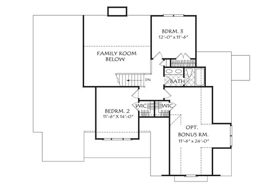 Floor Plan - Upper Floor for Farmhouse House Plan #927-1004 - 3 bed, 2.5 bath