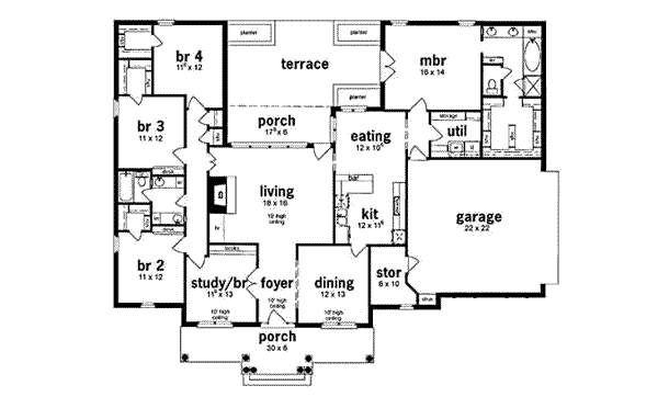 House Design - European Floor Plan - Main Floor Plan #36-200