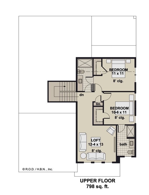 Farmhouse Floor Plan - Upper Floor Plan #51-1349