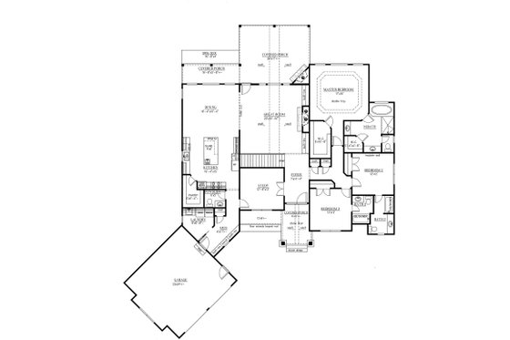 Floor Plan - Main Floor for Craftsman House Plan #437-59 - 3 bed, 2.5 bath
