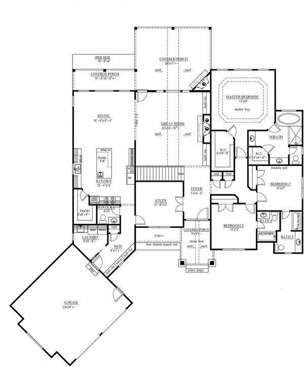 Architectural House Design - Craftsman Floor Plan - Main Floor Plan #437-59