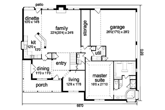 Floor Plan - Main Floor for Country House Plan #84-420 - 4 bed, 3.5 bath