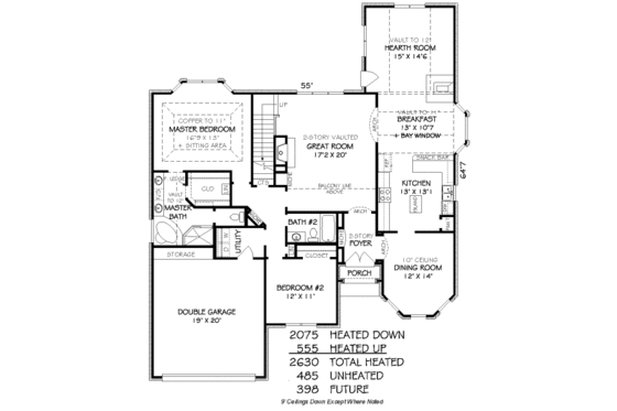 Floor Plan - Main Floor for European House Plan #424-345 - 4 bed, 3 bath