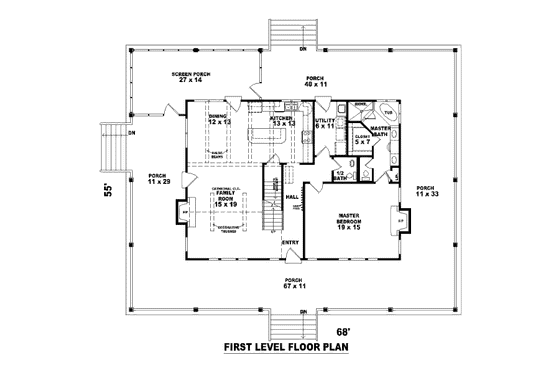 Floor Plan - Main Floor for Country House Plan #81-13661 - 3 bed, 2.5 bath