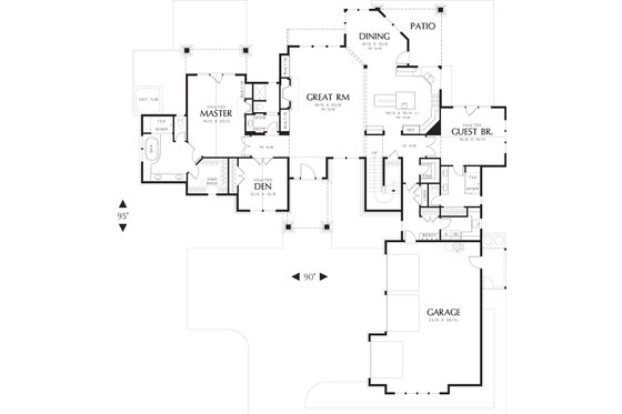 Floor Plan - Main Floor for Craftsman House Plan #48-565 - 3 bed, 3.5 bath
