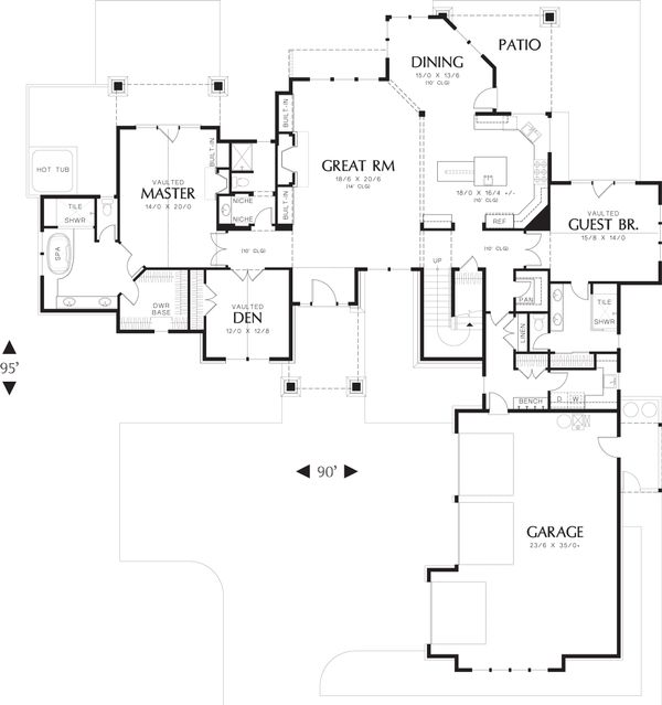 House Plan Design - Craftsman Floor Plan - Main Floor Plan #48-565