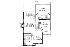 Floor Plan - Main Floor for Country House Plan #57-195 - 2 bed, 1 bath