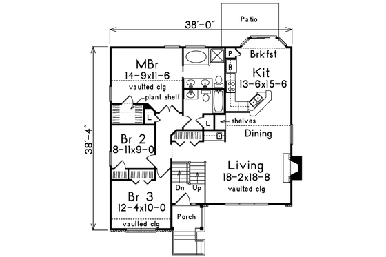Floor Plan - Main Floor for European House Plan #57-181 - 3 bed, 2 bath