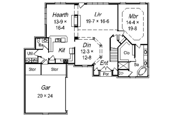 Floor Plan - Main Floor for European House Plan #329-291 - 4 bed, 3.5 bath
