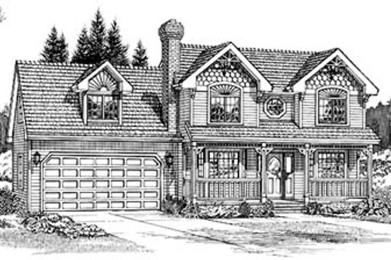 Exterior - Front Elevation for Country House Plan #47-275 - 4 bed, 2.5 bath