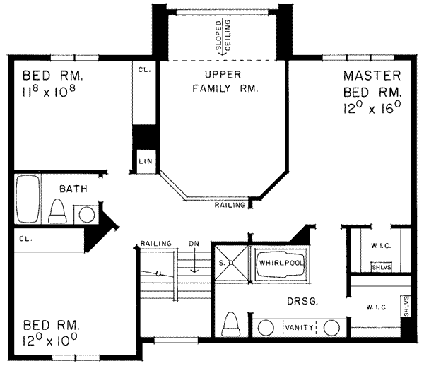 House Blueprint - Traditional Floor Plan - Upper Floor Plan #72-329