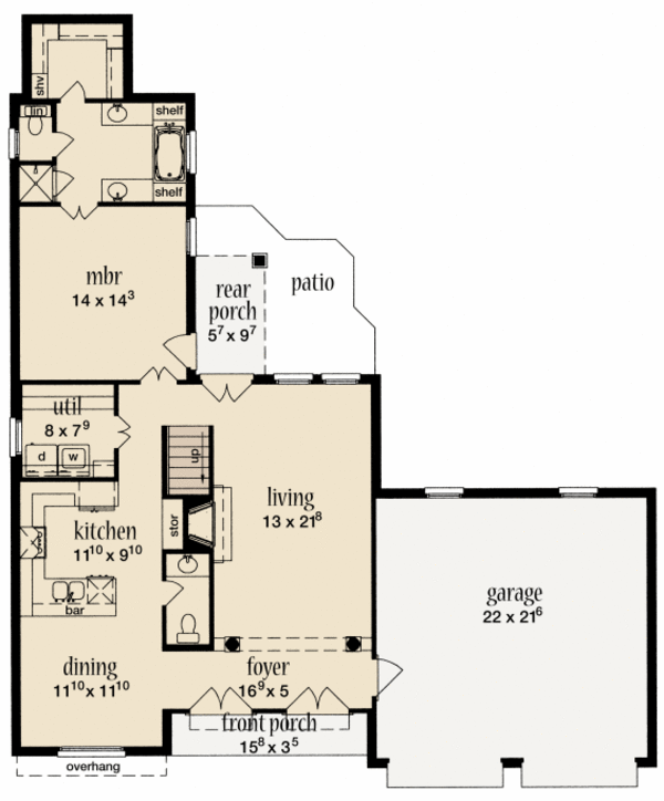 Home Plan - Southern Floor Plan - Main Floor Plan #36-499