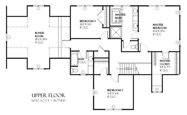 Tudor Floor Plan - Upper Floor Plan #901-73