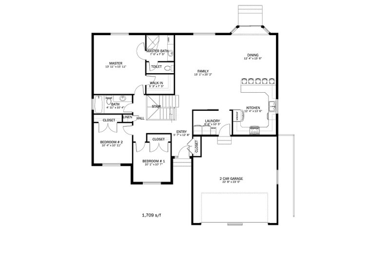 House Plan Design - Floor Plan - Main Floor for Ranch House Plan #1060-41 - 3 bed, 2 bath