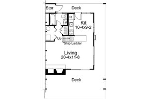 Floor Plan - Main Floor for Cabin House Plan #57-502 - 2 bed, 1 bath