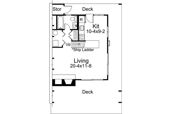 Floor Plan - Main Floor for Cabin House Plan #57-502 - 2 bed, 1 bath