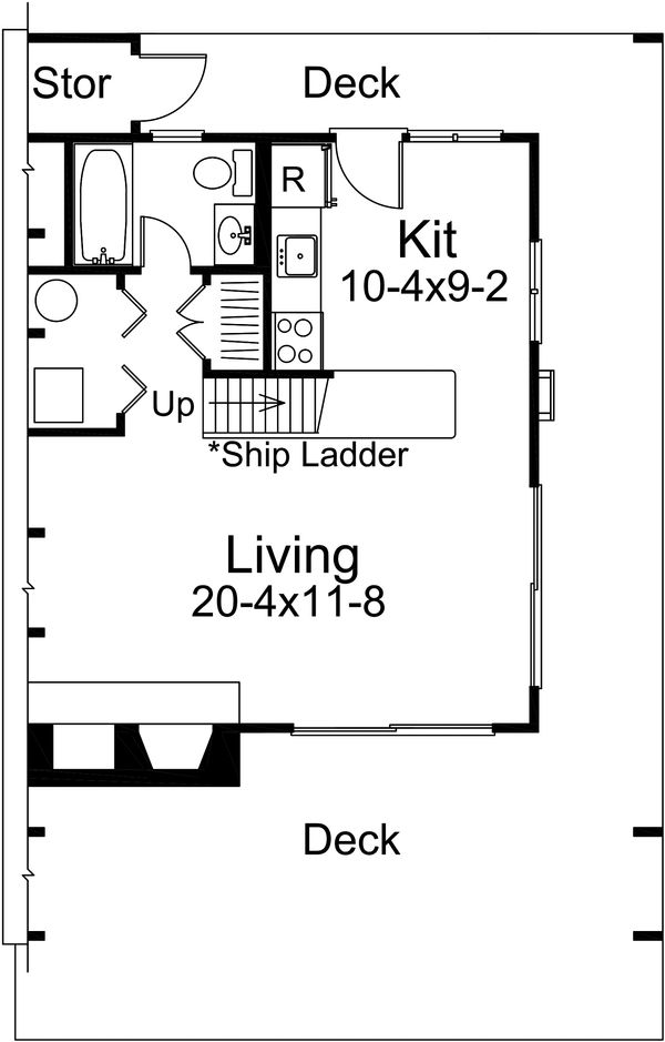 Dream House Plan - Cabin Floor Plan - Main Floor Plan #57-502