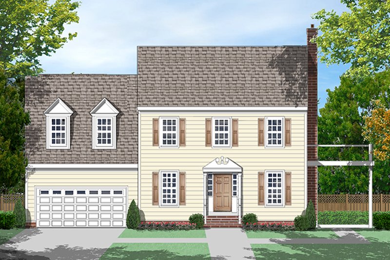 Architectural House Design - Colonial Exterior - Front Elevation Plan #1053-74