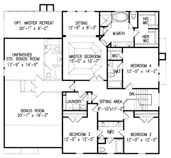 Dream House Plan - Country Floor Plan - Upper Floor Plan #54-223