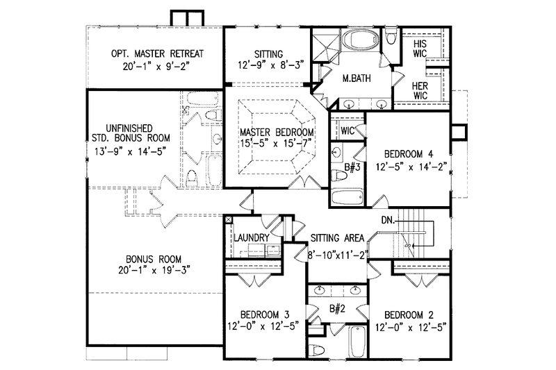 Home Plan - Floor Plan - Upper Floor for Country House Plan #54-223 - 4 bed, 3.5 bath