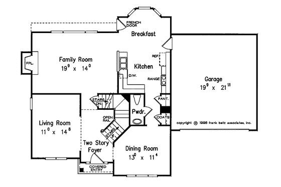 Floor Plan - Main Floor for Colonial House Plan #927-384 - 3 bed, 2.5 bath