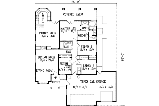 Floor Plan - Main Floor for Traditional House Plan #1-608 - 4 bed, 2 bath