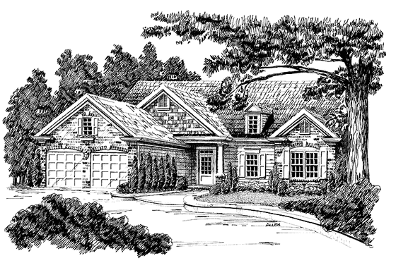 Exterior - Front Elevation 3 for Country House Plan #927-585 - 3 bed, 2 bath