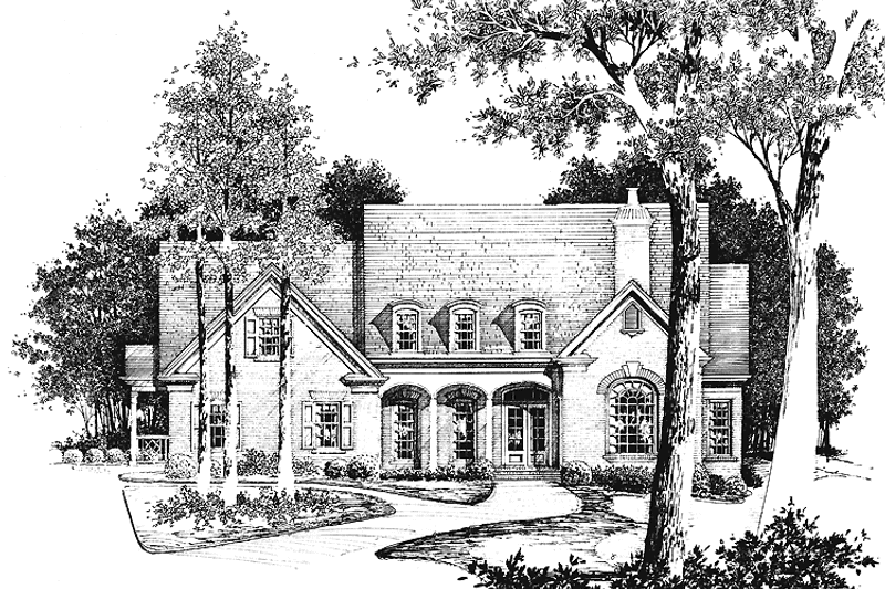 Architectural House Design - Exterior - Front Elevation 3 for Country House Plan #429-56 - 4 bed, 3.5 bath