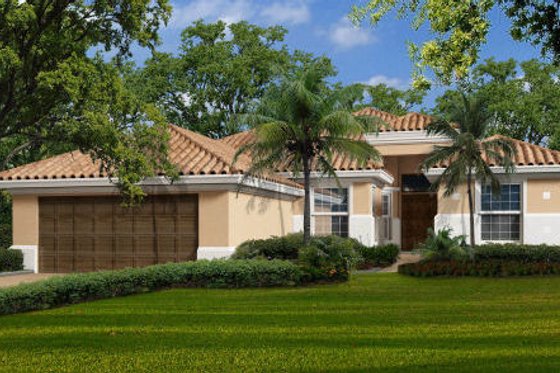 Exterior - Front Elevation for Mediterranean House Plan #420-208 - 5 bed, 3 bath