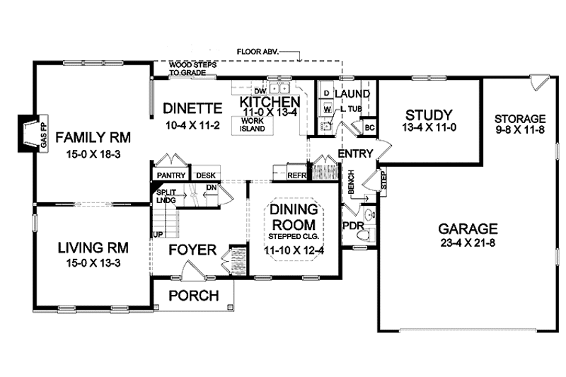 Architectural House Design - Floor Plan - Main Floor for Traditional House Plan #328-324 - 4 bed, 2.5 bath