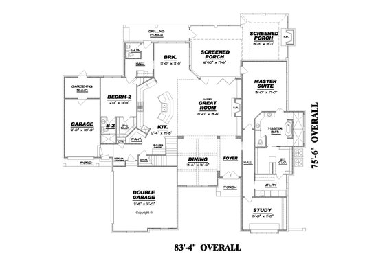 Floor Plan - Main Floor for European House Plan #34-240 - 4 bed, 3.5 bath