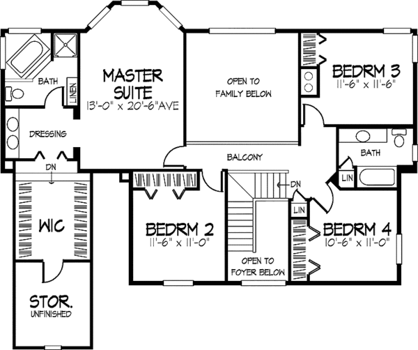 House Design - Traditional Floor Plan - Upper Floor Plan #320-869