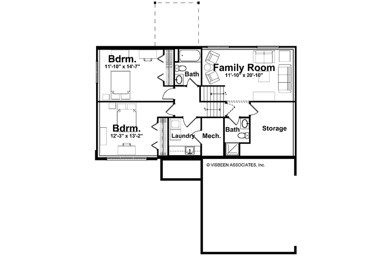 Home Plan - Floor Plan - Lower Floor for Craftsman House Plan #928-148 - 4 bed, 3 bath