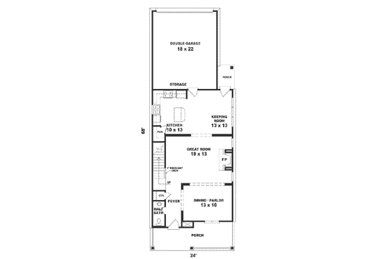 Floor Plan - Main Floor for Southern House Plan #81-118 - 4 bed, 2.5 bath