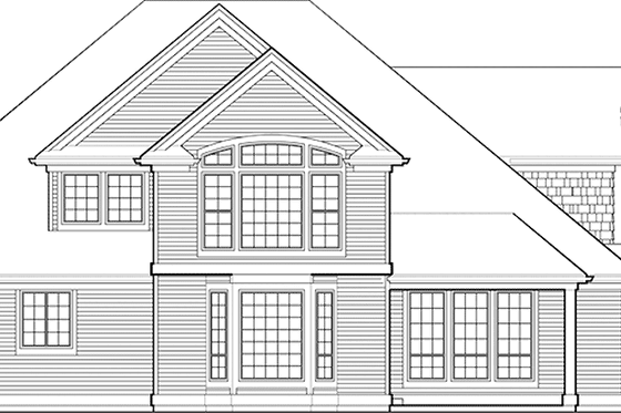 Exterior - Rear Elevation for European House Plan #48-827 - 3 bed, 2.5 bath