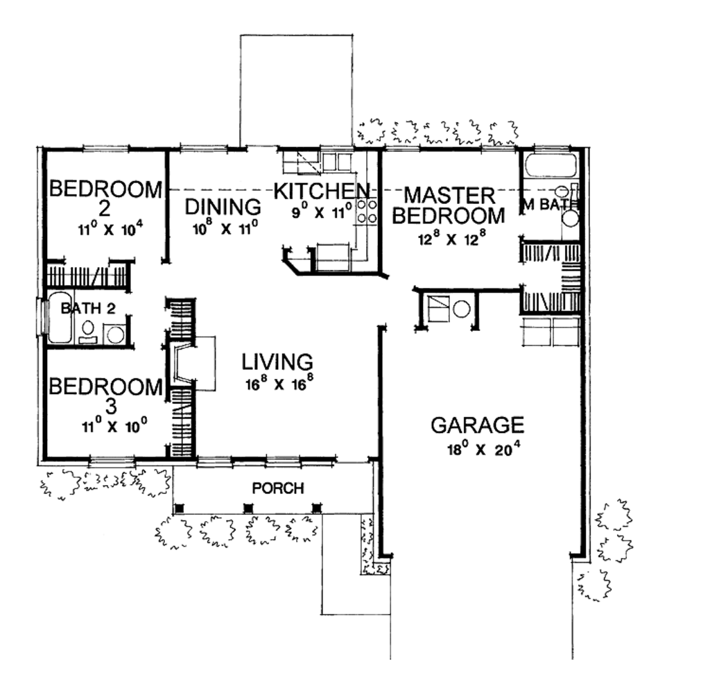 Ranch Style House Plan 3 Beds 2 Baths 1100 Sq Ft Plan 472 56 Builderhouseplans Com Ranch Style House Plan 3 Beds 2 Baths 1100 Sq Ft Plan 472 56 Builderhouseplans Com