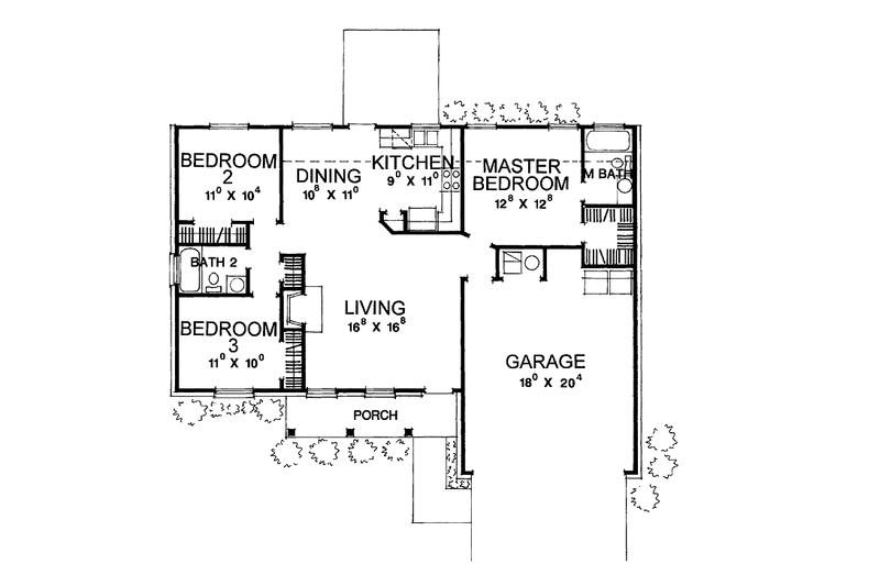 House Blueprint - Floor Plan - Main Floor for Ranch House Plan #472-56 - 3 bed, 2 bath