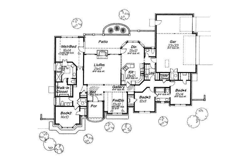 Architectural House Design - Floor Plan - Main Floor for Ranch House Plan #310-1013 - 4 bed, 3.5 bath