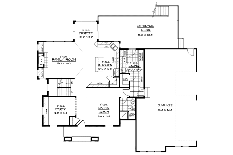 Dream House Plan - Floor Plan - Main Floor for Prairie House Plan #51-621 - 3 bed, 3 bath
