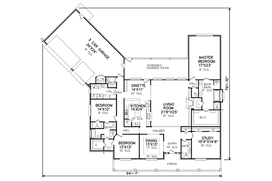 Floor Plan - Main Floor for Country House Plan #65-283 - 3 bed, 3.5 bath