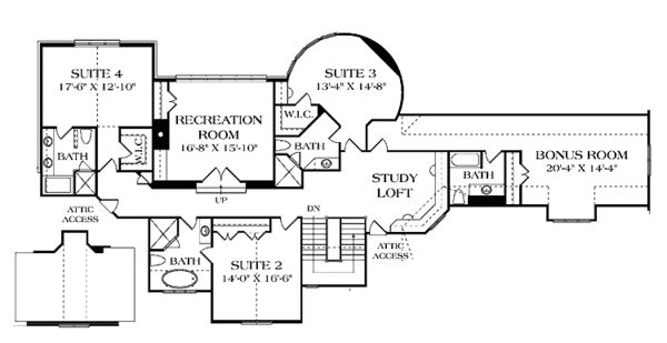 Architectural House Design - European Floor Plan - Upper Floor Plan #453-605