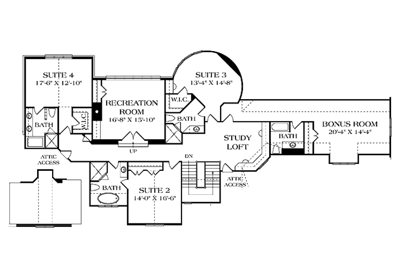 Dream House Plan - Floor Plan - Upper Floor for European House Plan #453-605 - 5 bed, 6 bath