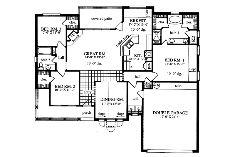 Home Plan - Floor Plan - Main Floor for Country House Plan #42-459 - 3 bed, 2 bath