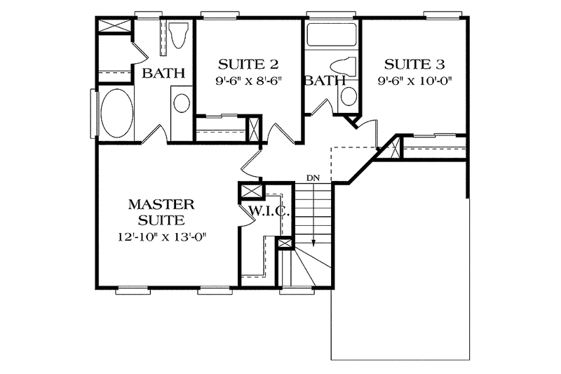 Architectural House Design - Floor Plan - Upper Floor for Country House Plan #453-385 - 3 bed, 2.5 bath
