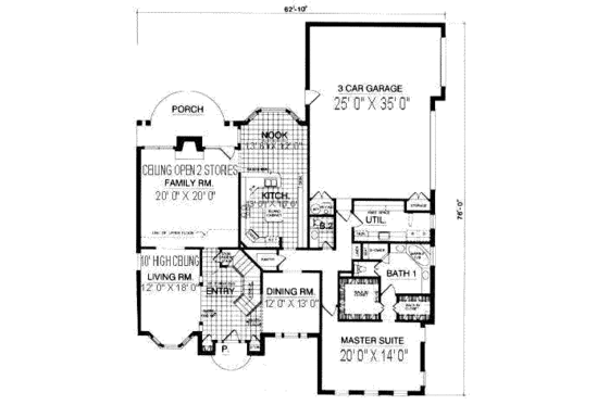 Floor Plan - Main Floor for European House Plan #40-239 - 4 bed, 3.5 bath