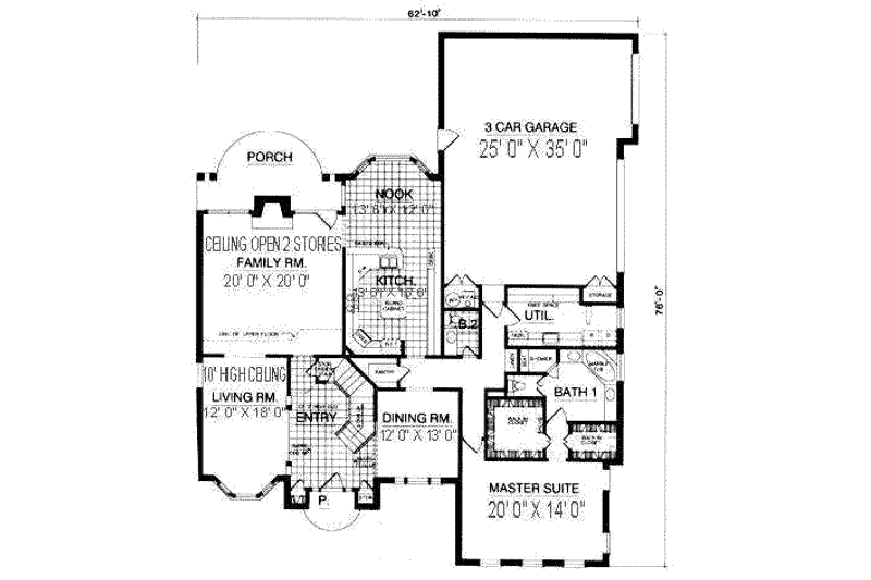 House Plan Design - Floor Plan - Main Floor for European House Plan #40-239 - 4 bed, 3.5 bath