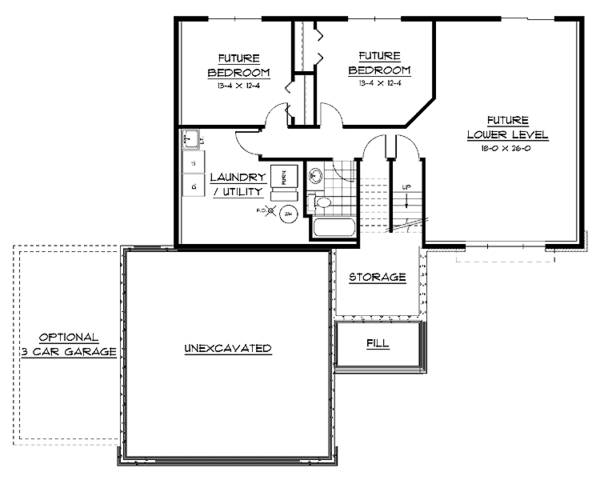 Architectural House Design - Contemporary Floor Plan - Lower Floor Plan #51-588