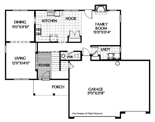House Plan Design - Colonial Floor Plan - Main Floor Plan #999-89