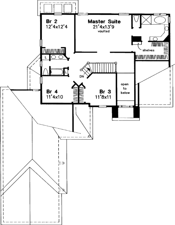 Architectural House Design - Traditional Floor Plan - Upper Floor Plan #320-623