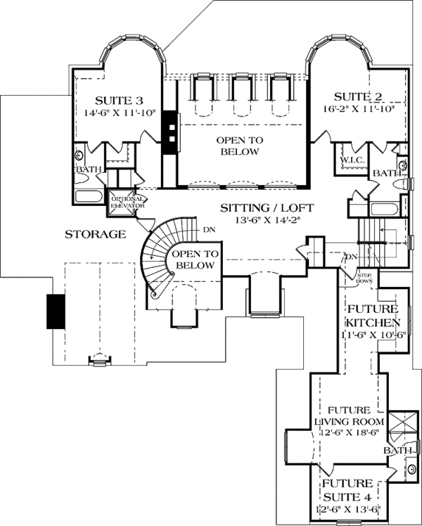 House Plan Design - European Floor Plan - Upper Floor Plan #453-579